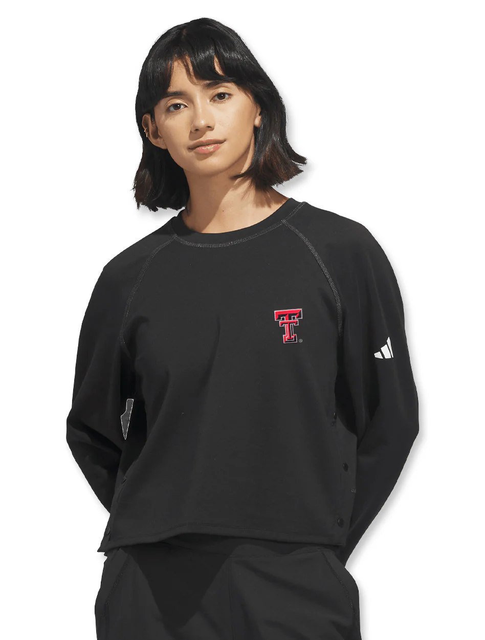 Adidas Texas Tech Golf Women's "Beyond The Course" Side-Snap Crew Sweatshirt