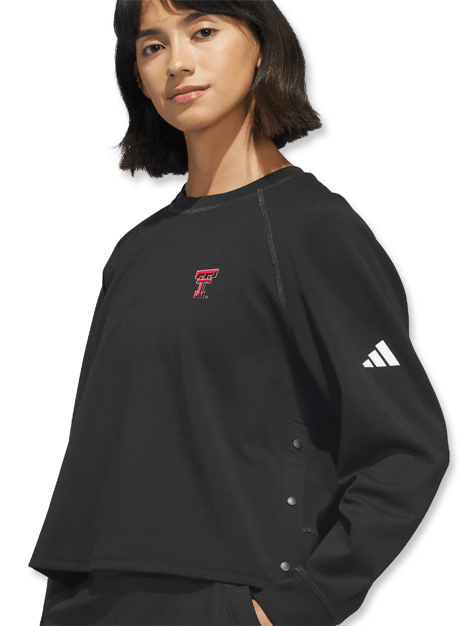 Adidas Texas Tech Golf Women's "Beyond The Course" Side-Snap Crew Sweatshirt - Image 2