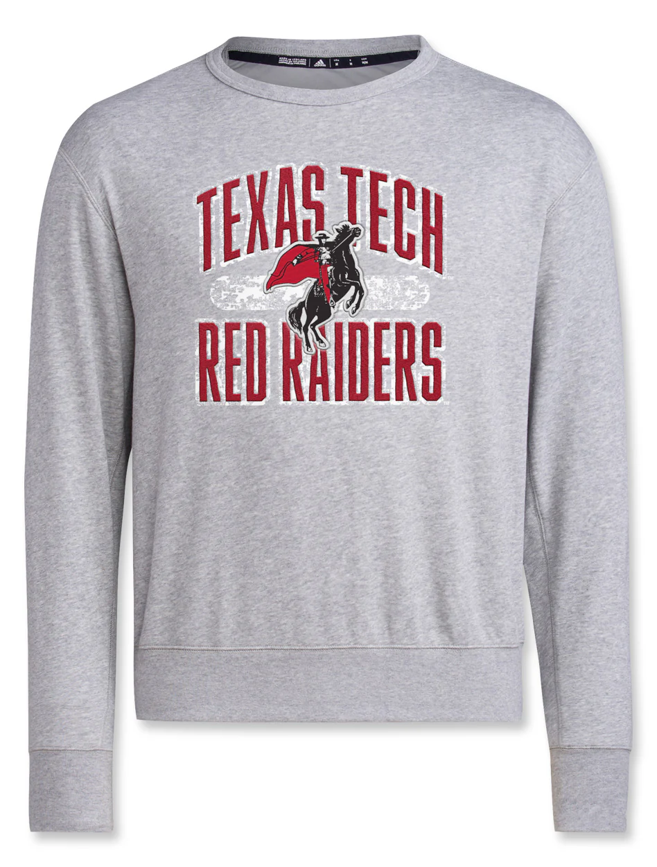 Adidas Texas Tech "Heritage Distressed Patch" Vintage Crew Sweatshirt