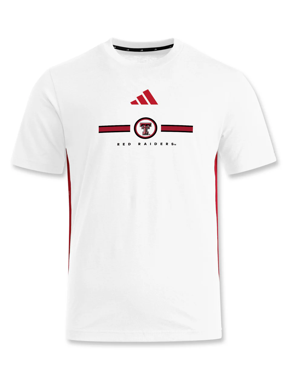 Adidas Texas Tech Sideline 2025 3 Stripe Short Sleeve T-Shirt