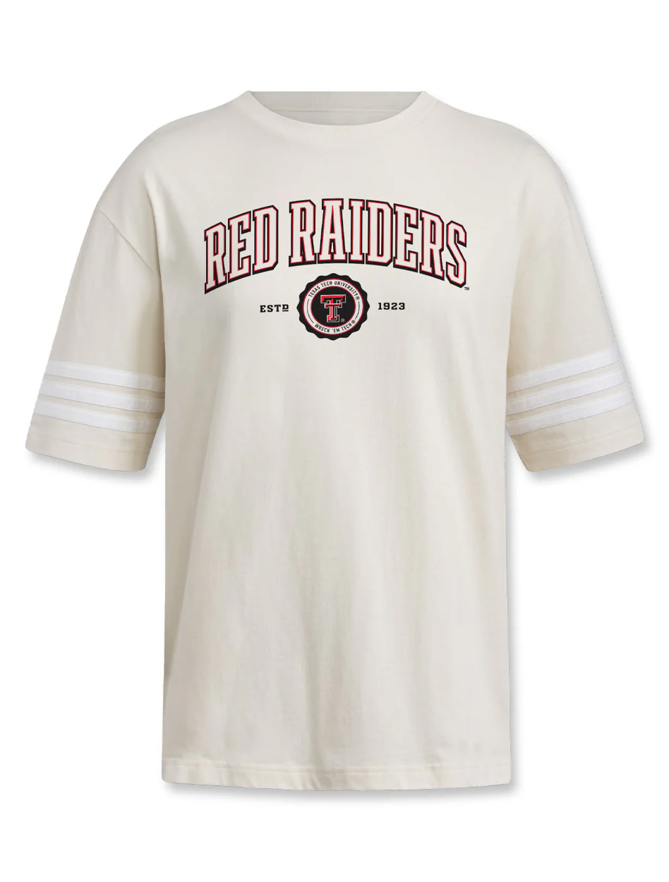 Adidas Texas Tech Women's 3 Stripe Red Raiders Short Sleeve Tee