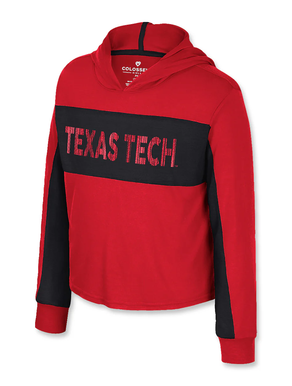 Arena Texas Tech "Fiona" Youth Girls Long Sleeve Hooded Tee