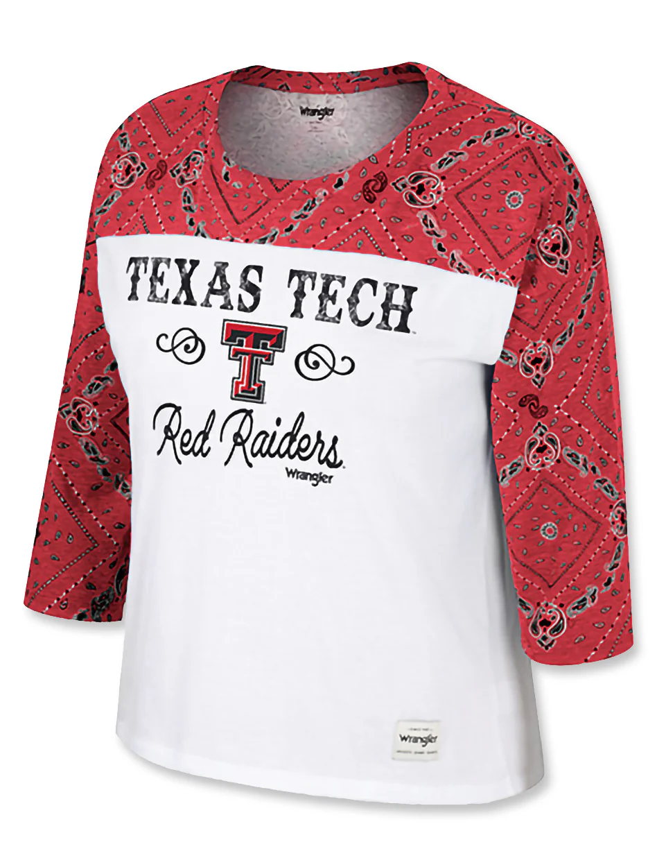**Arena Texas Tech Wrangler "Barrel Race" WOMEN'S 3/4 Sleeve Shirt