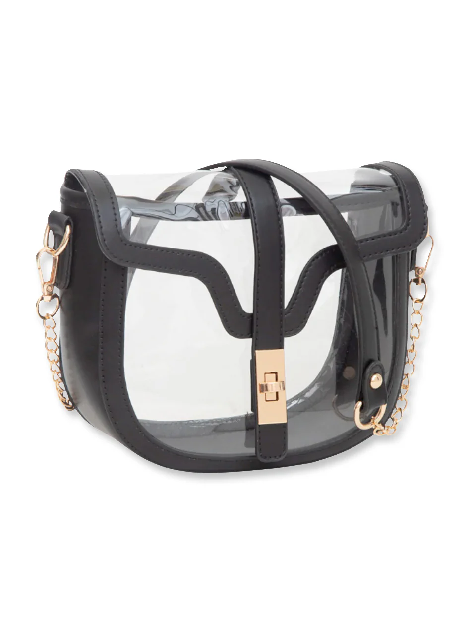 "Buckle Bag" Clear Purse - Black