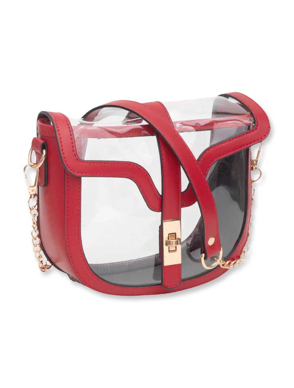 "Buckle Bag" Clear Purse - Red