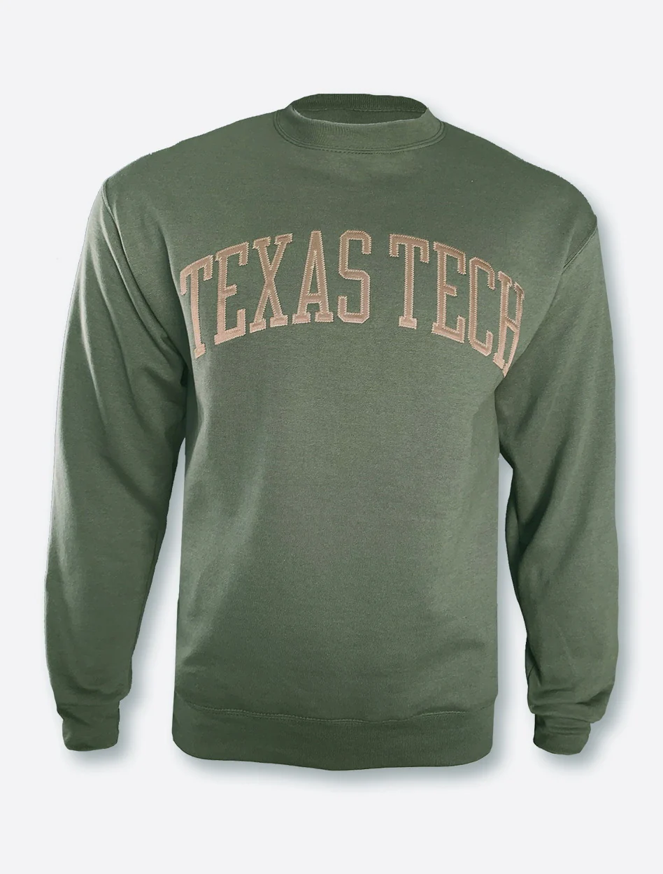 Champion Texas Tech Red Raiders Powerblend Fleece Texas Tech Olive Arch Sweatshirt