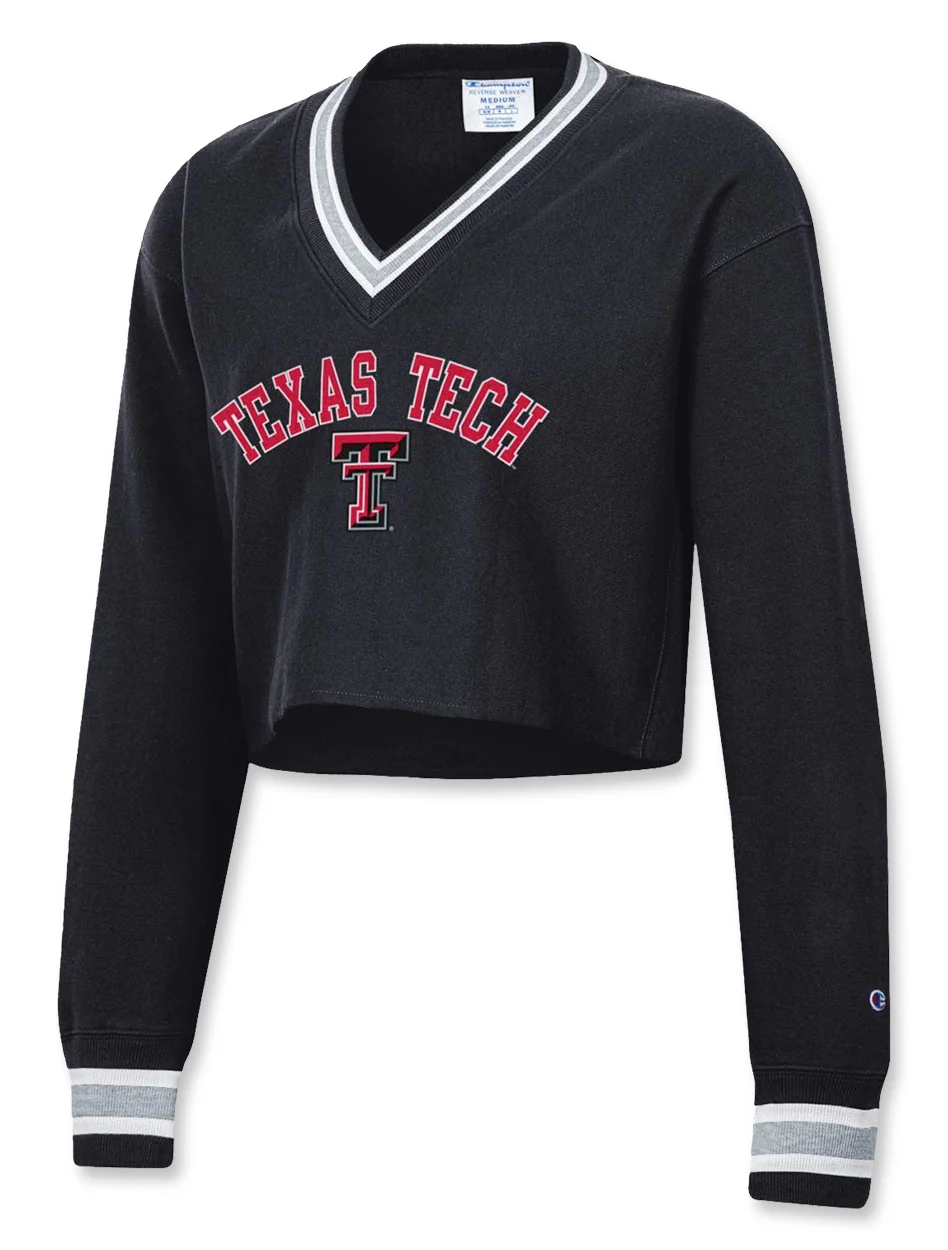 **Champion Texas Tech Women's "Higher Education" V Neck Fleece Crop
