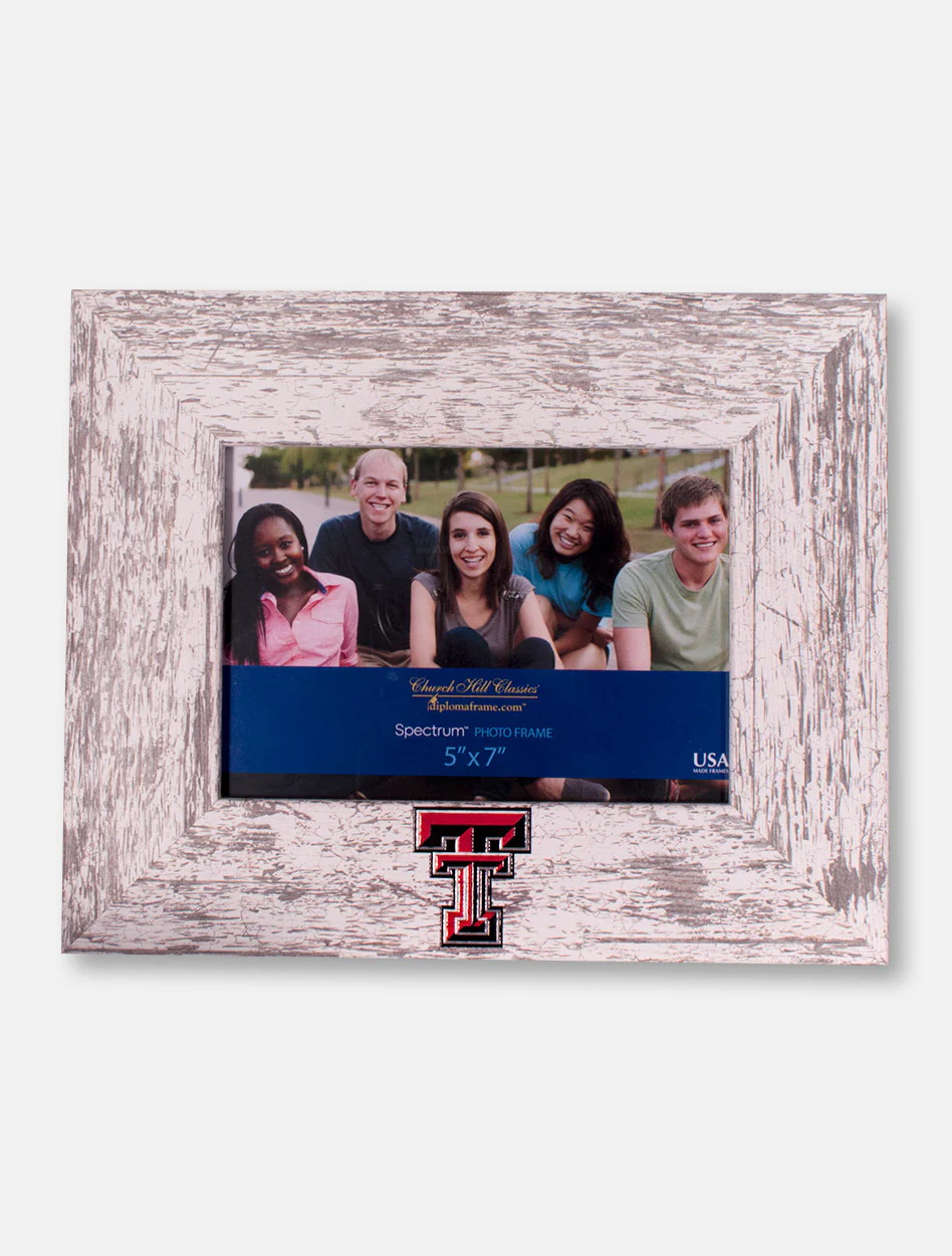 Churchill Classics Texas Tech Red Raiders Double T Barnwood White Washed 5"x7" Horizontal Frame
