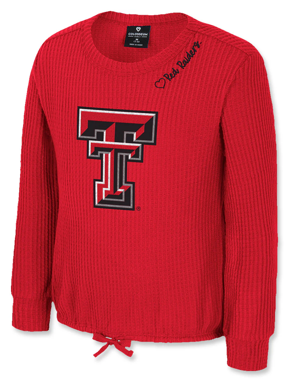 Arena Texas Tech "Beutopia" Youth Girls Waffle Long Sleeve