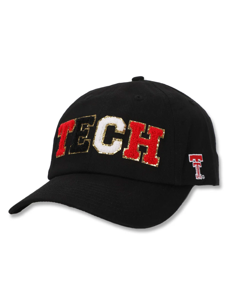 Dark Horse Texas Tech "Chenille Block" Black Adjustable Cap