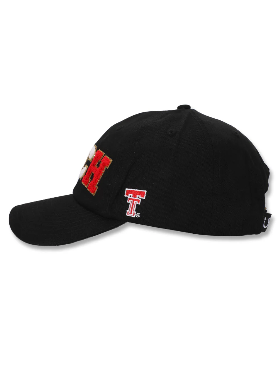 Dark Horse Texas Tech "Chenille Block" Black Adjustable Cap - Image 3