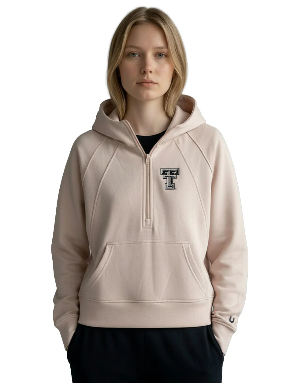 Dark Horse Texas Tech "Serenity" Half Zip Dusty Pink Hoodie