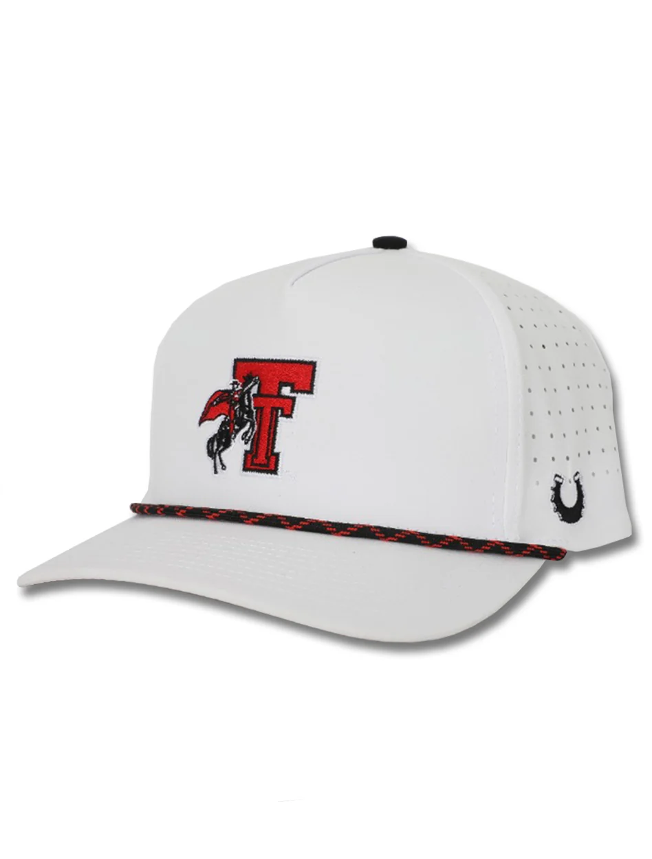 Texas Tech Dark Horse Throwback "Rearing Rider" White Sport Snapback Cap