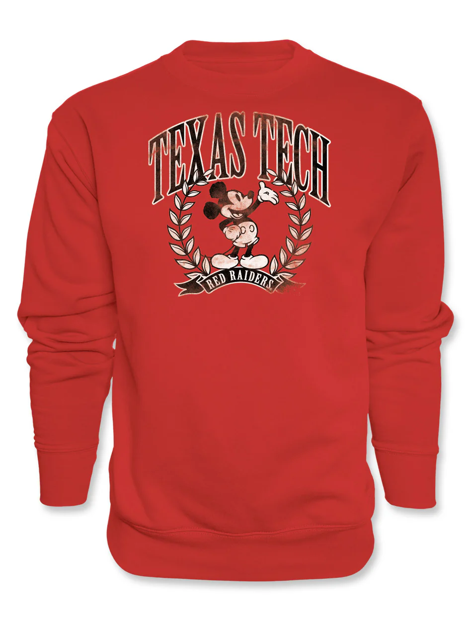 Disney x Red Raider Outfitter Texas Tech "Scholar Tree" Mickey Crewneck Sweatshirt