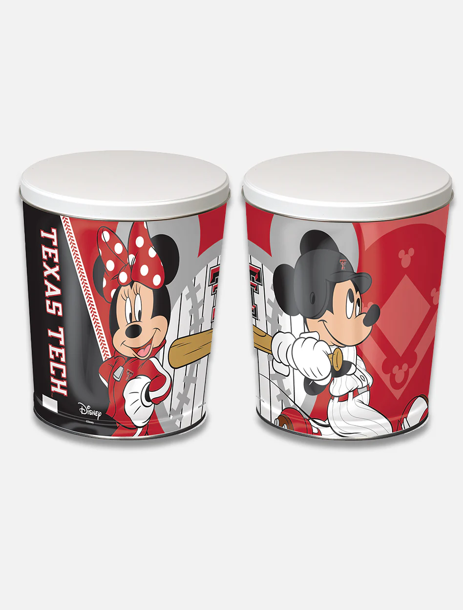 Disney x RRO Texas Tech Mickey and Minnie Baseball Popcorn Tin