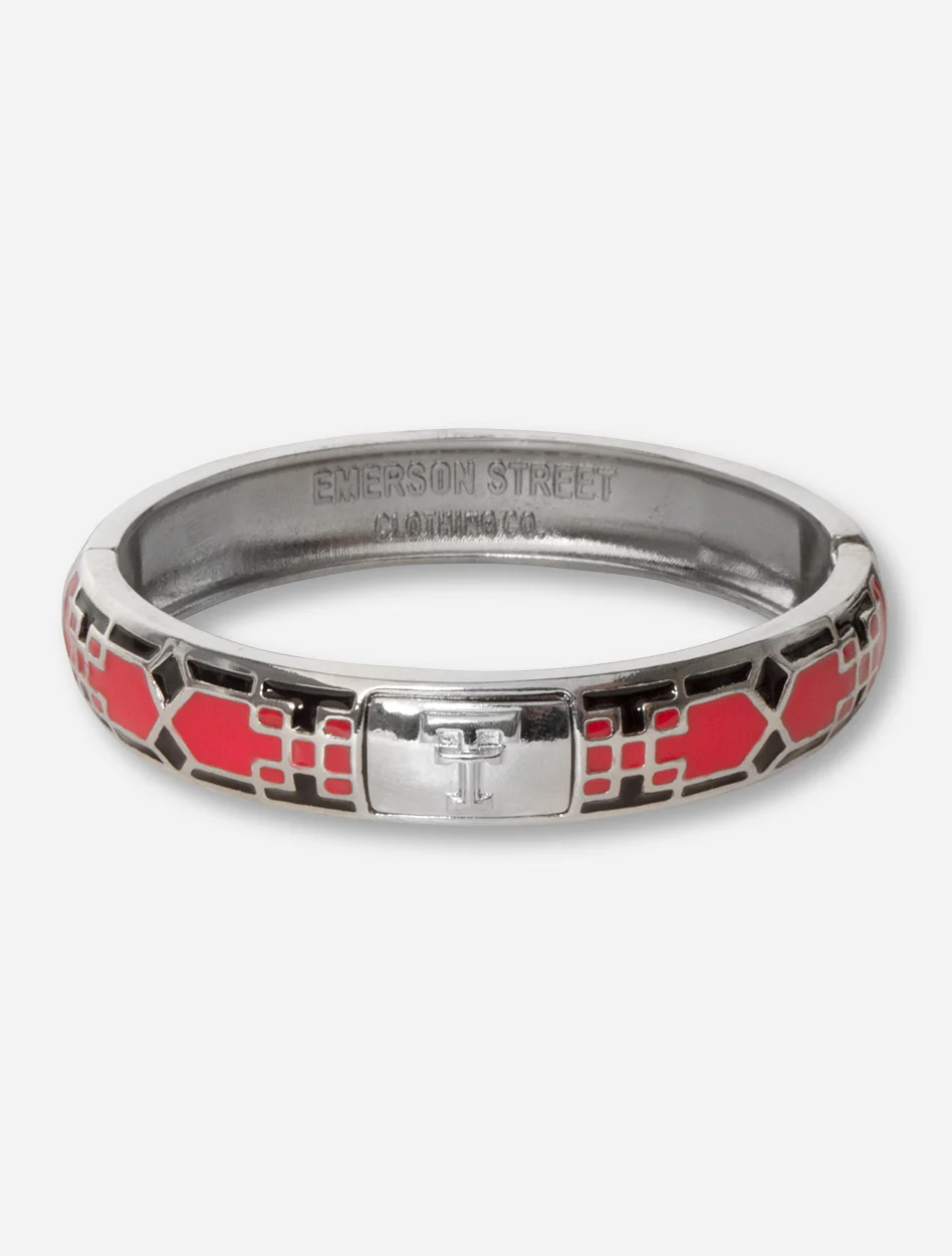 Emerson Texas Tech Mosaic Silver Hinged Bracelet