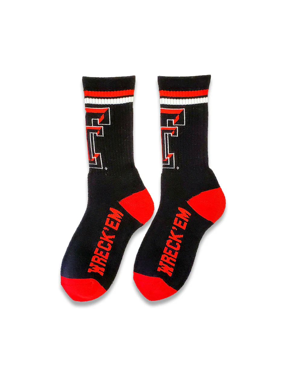 FBF Texas Tech DoubleT Wreck'em 3/4 Length Crew Sock