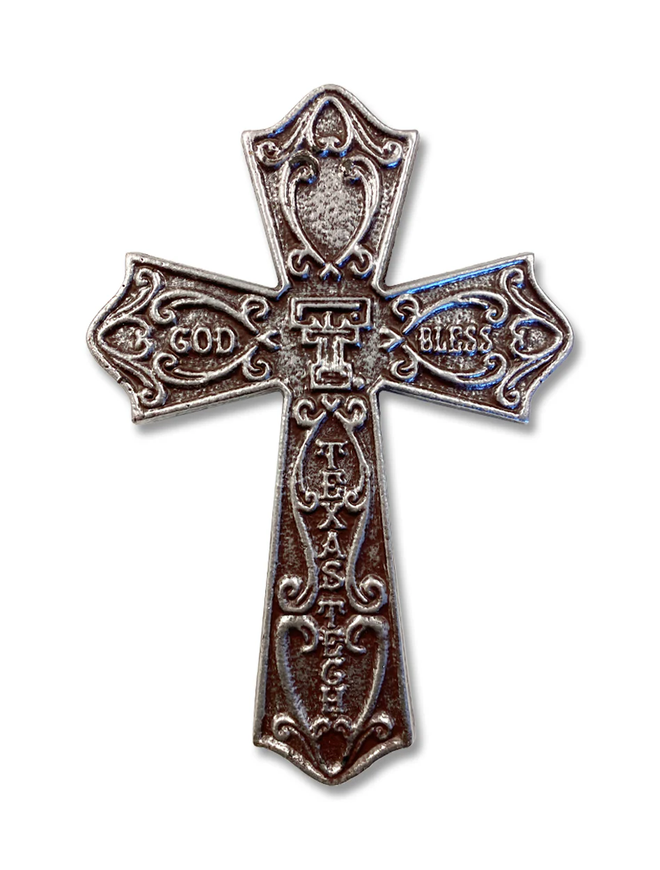 God Bless Texas Tech Cast Iron Cross Wall Hanging