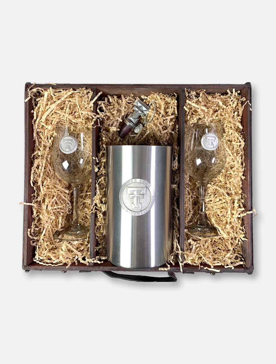 Heritage Pewter Texas Tech Emblem Wine Kit and Glasses in Wooden Gift Box - Image 3