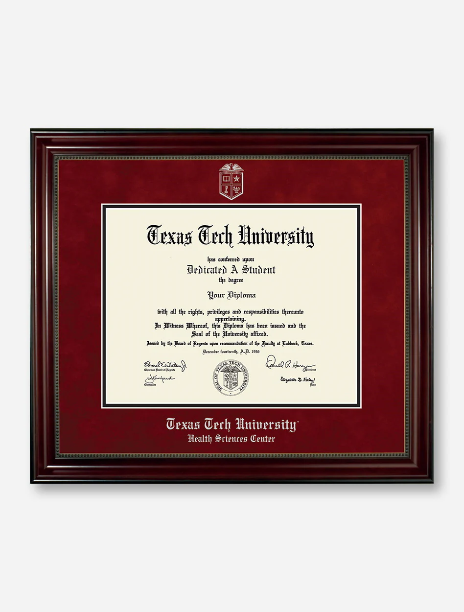 HSC PhD Silver Embossed Cherry Bead Red Suede Diploma Frame T13