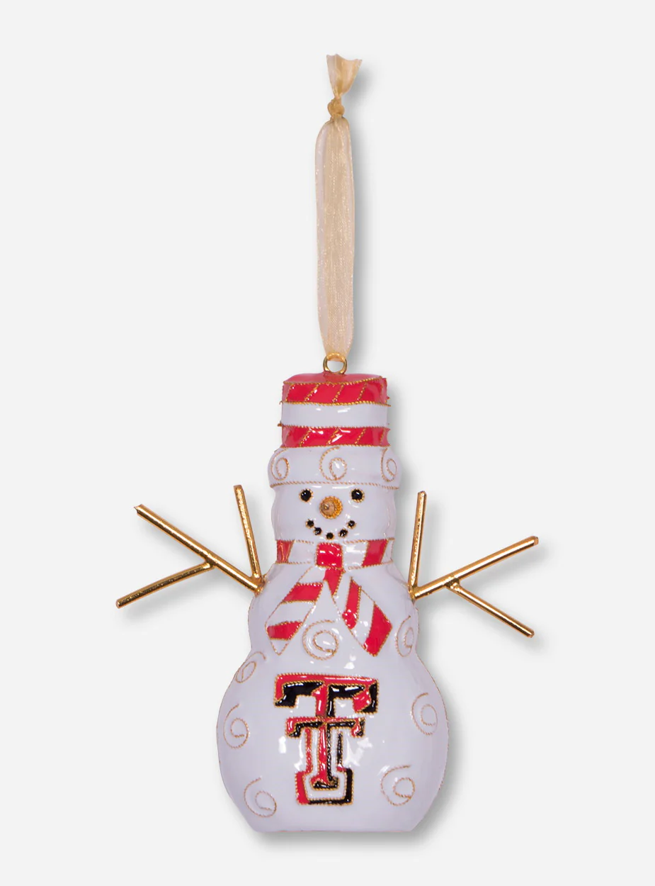 Kitty Keller Snowman Double T Ornament - Texas Tech