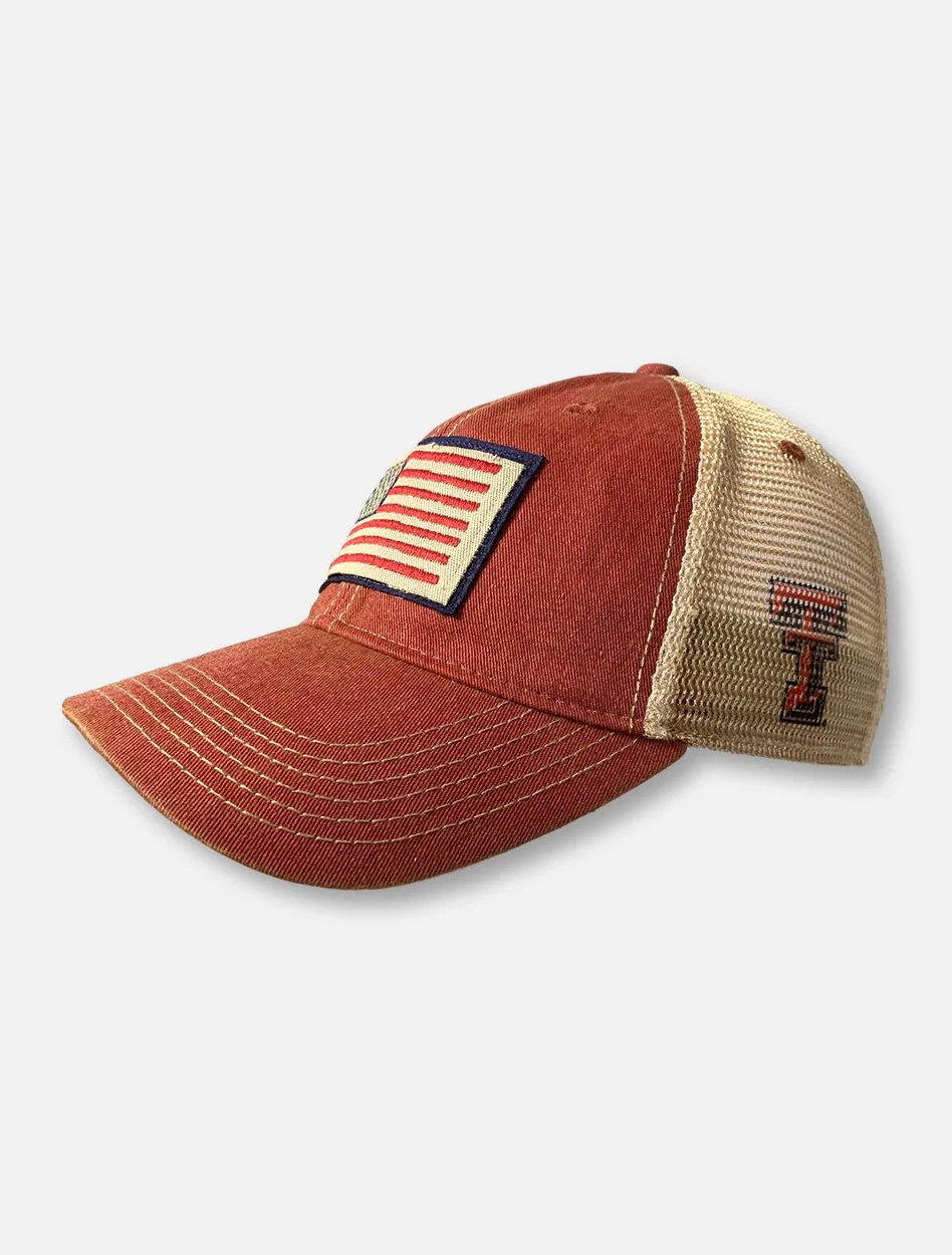 Legacy Texas Tech Red Raiders American Flag Patch Canvas And Mesh Snapback Cap - Image 6