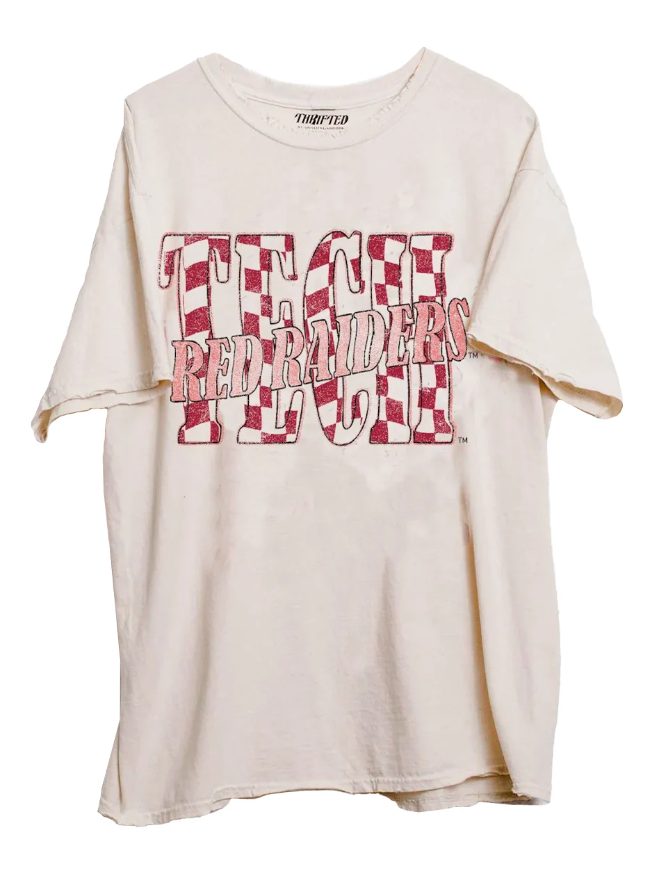 Livy Lu Texas Tech "Twisted Check" Thrifted Tee