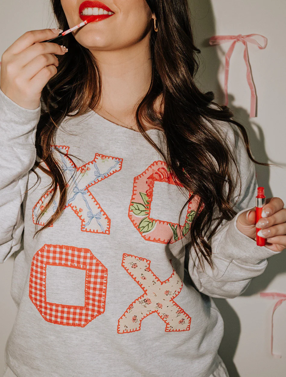 Livy Lu "XOXO Quilt" Thrifted Sweatshirt - Image 3