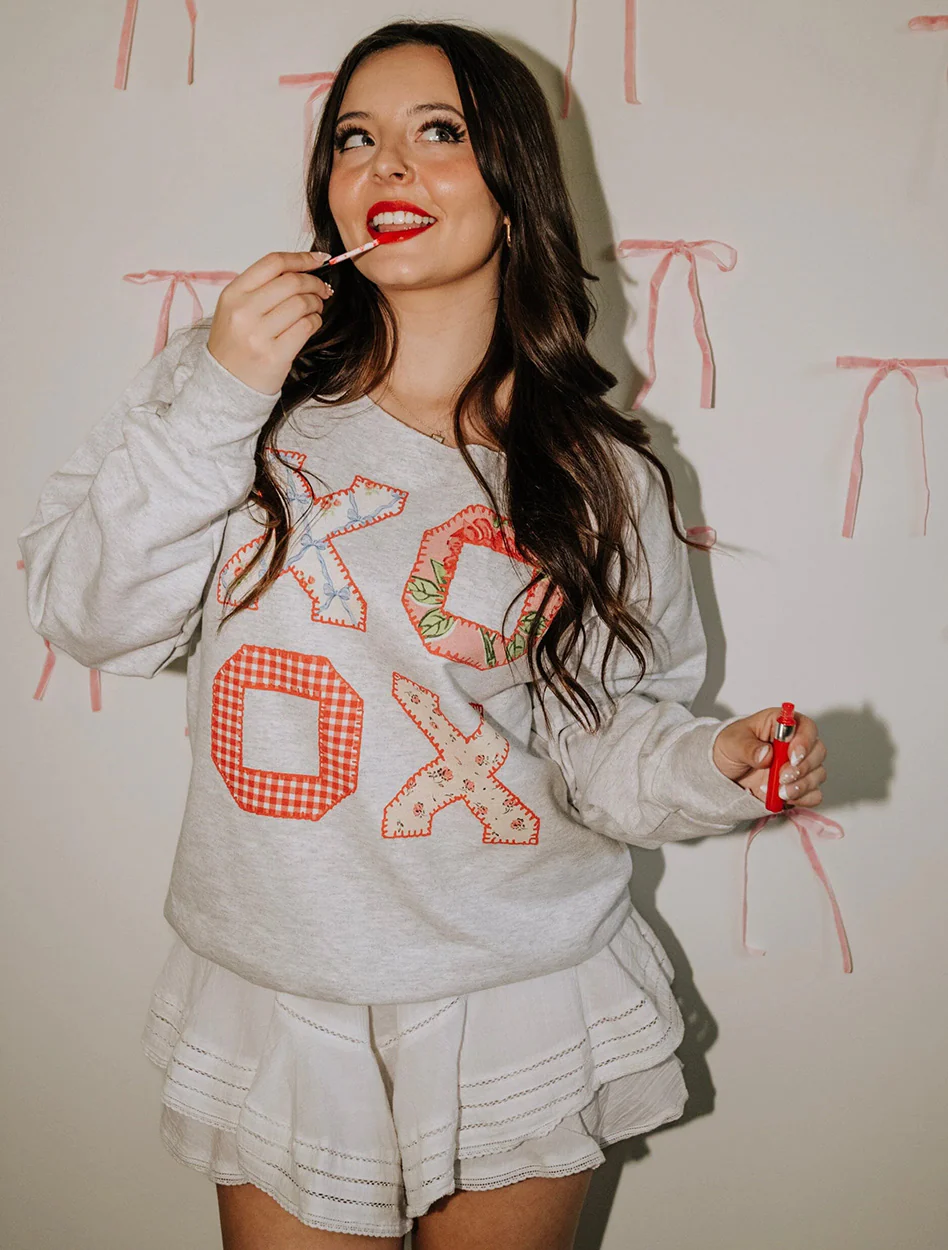 Livy Lu "XOXO Quilt" Thrifted Sweatshirt - Image 4