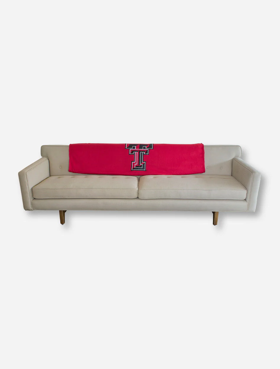Logo Texas Tech Double T on Red Sweatshirt Blanket - Image 2