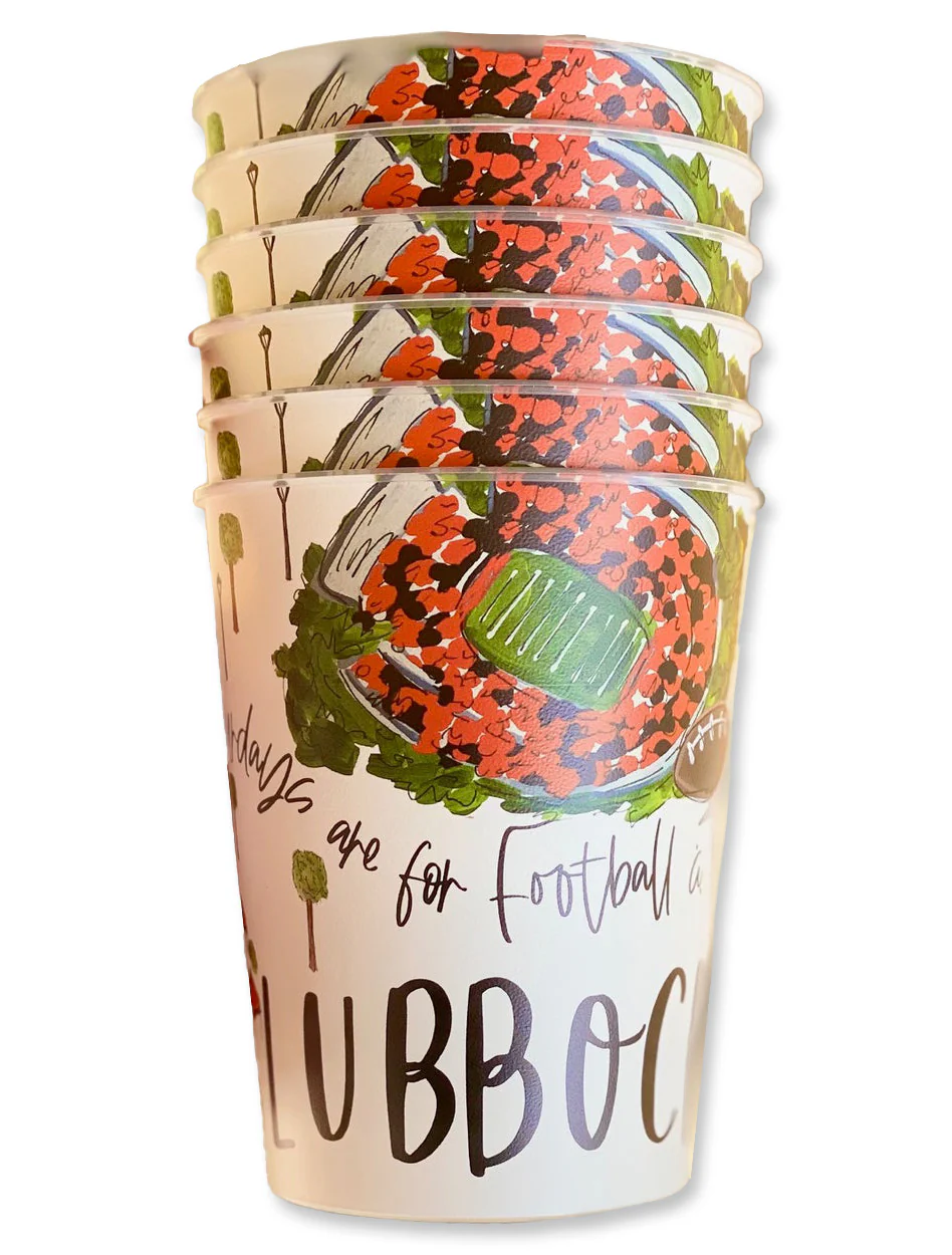Lubbock "Saturdays are for Football and Tailgating" 6 pack Reusable Plastic Cups - Image 2