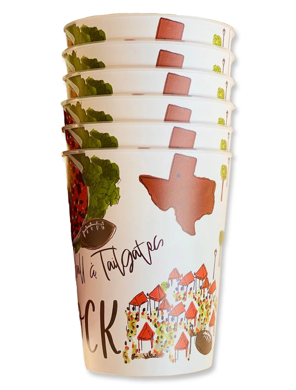 Lubbock "Saturdays are for Football and Tailgating" 6 pack Reusable Plastic Cups - Image 3