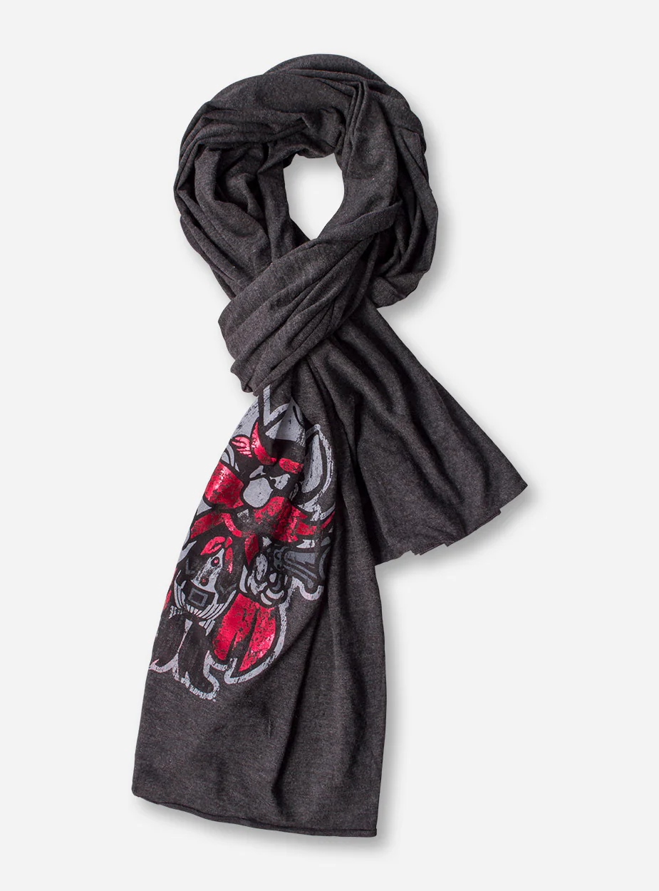 Metallic Raider Red on Charcoal Scarf - Texas Tech