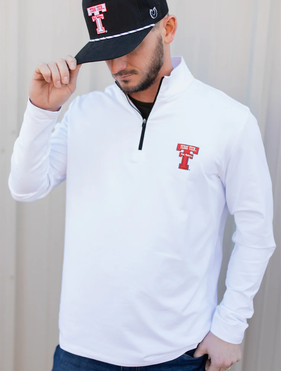 Texas Tech Dark Horse "Vintage Scoreboard" WHITE Quarter-Zip Pullover