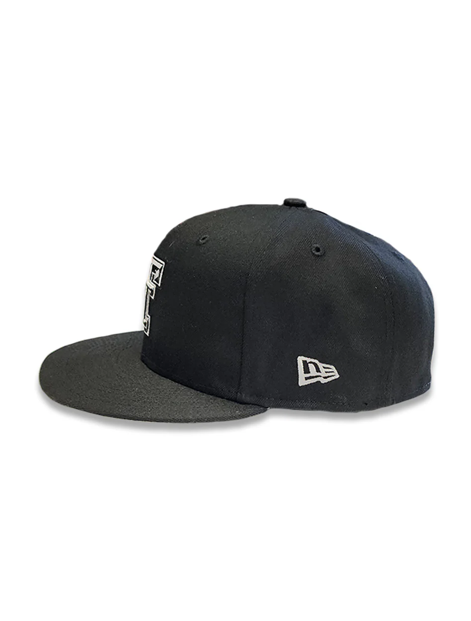 New Era Texas Tech Black & White Double T 5950 Flat Bill Fitted Cap - Image 2