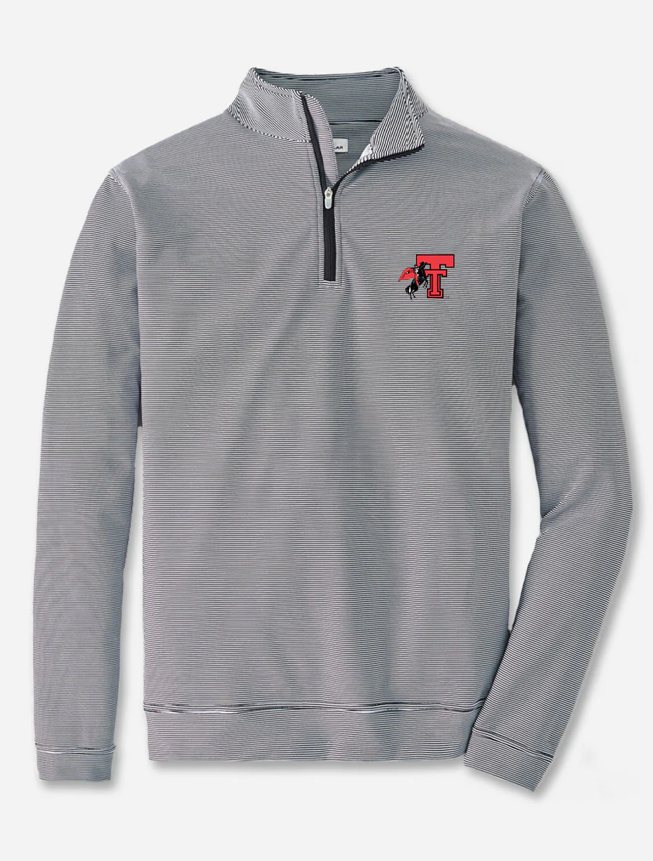 Peter Millar Texas Tech Vault Double T Perth Mini Stripe Quarter Zip Pullover