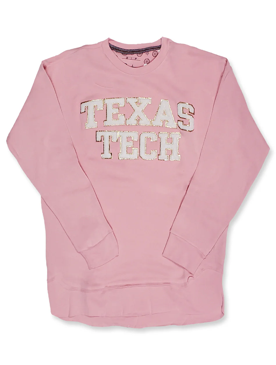Press Box "Simply Chenille" Pink and White  Crew Neck Fleece - Image 2