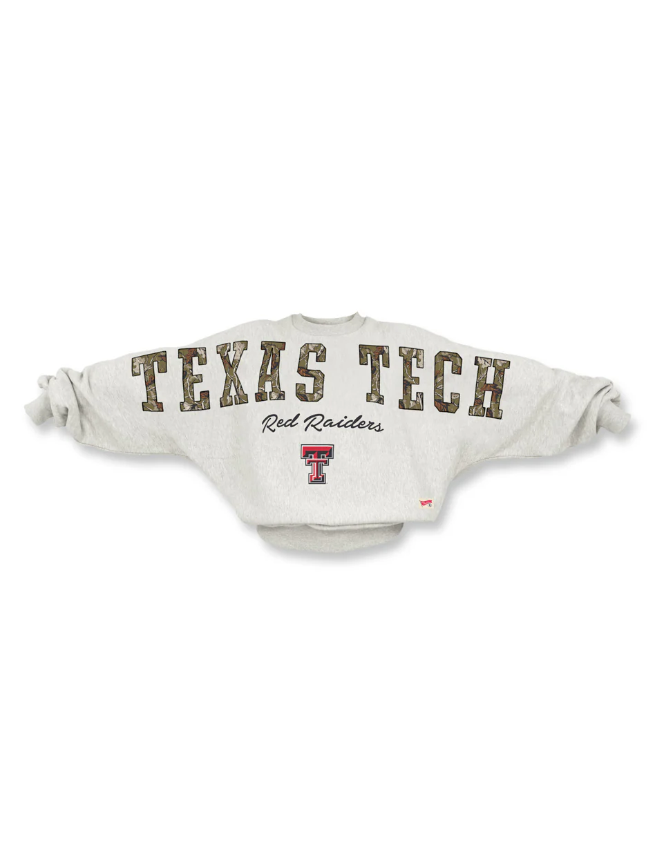 Pressbox Texas Tech "Brooklyn Camo" Oversized Crew Neck Fleece