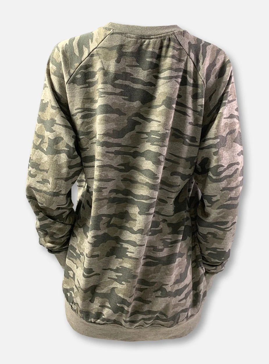 Pressbox Texas Tech Red Raiders Classic Arch In Black On "Gulfport" French Terry Crewneck Sweatshirt In Camo - Image 2