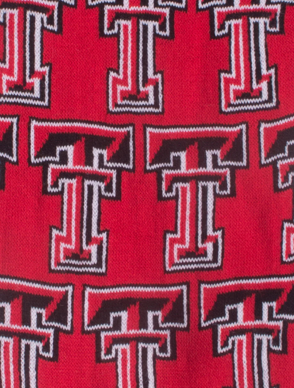 Repeating Double T on Red Infinity Scarf - Texas Tech - Image 2