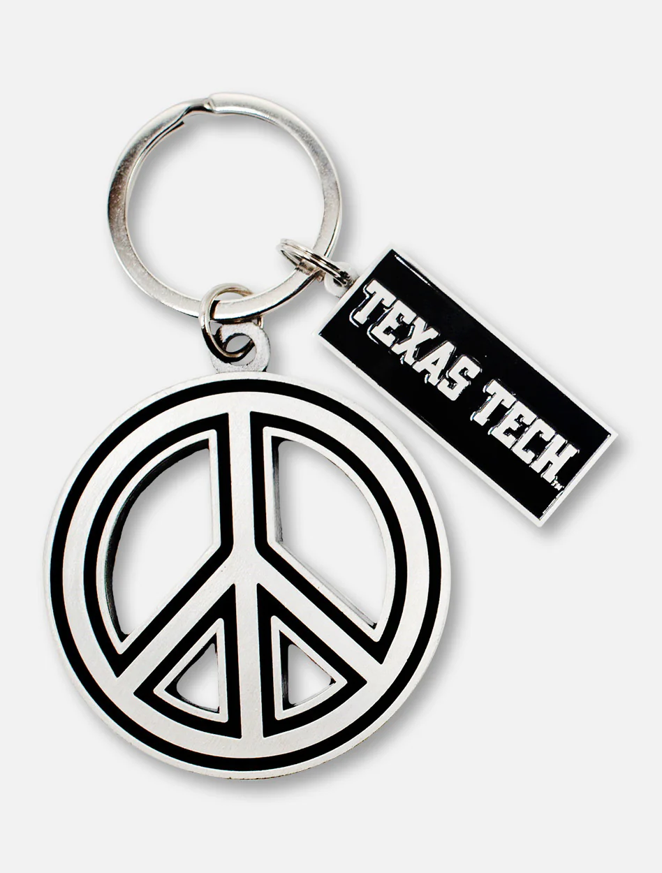 Spirit Products Texas Tech Red Raiders Metal Peace Sign Keychain