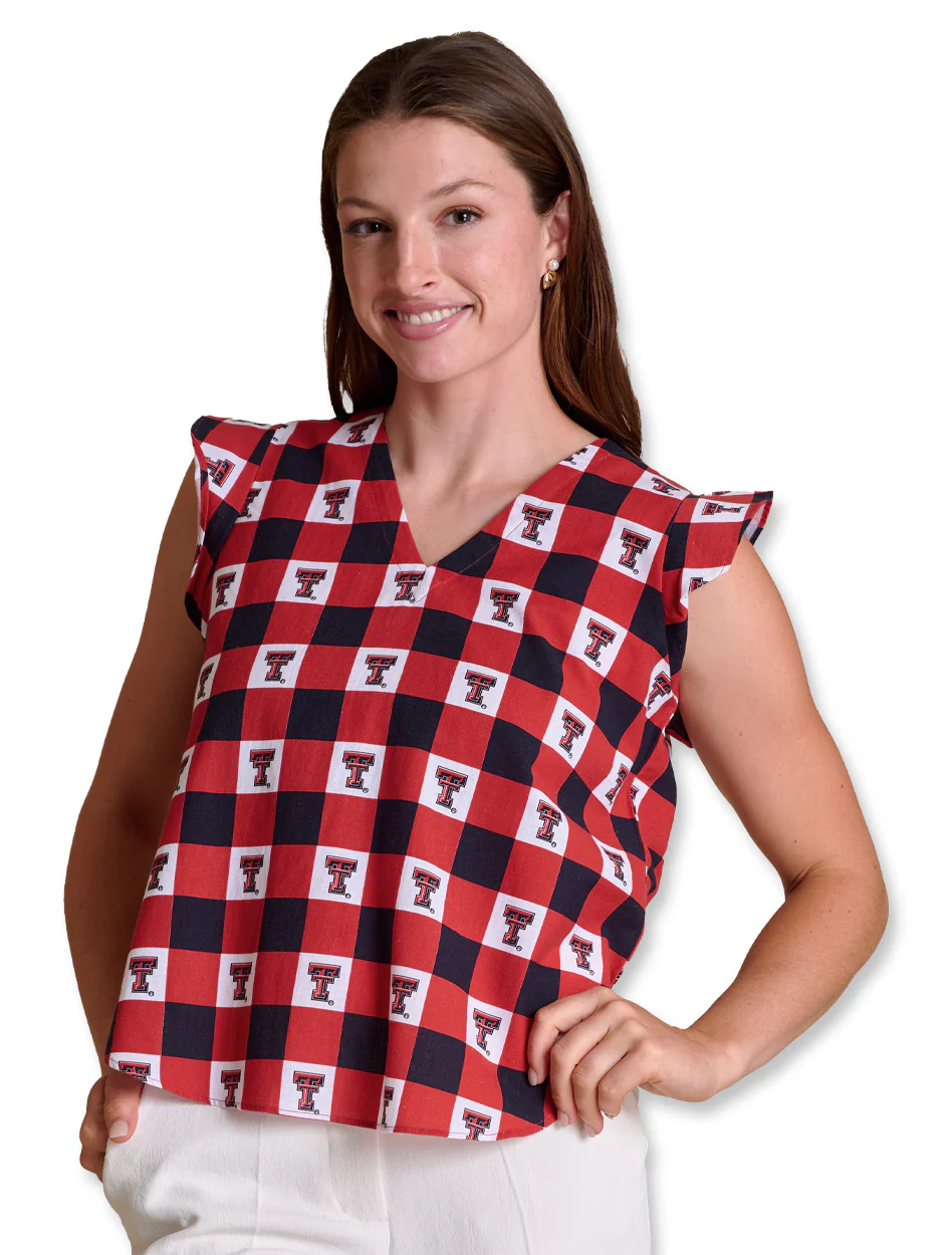 Texas Tech Stewart Simmons "The Go Gingham" Ruffle Tank
