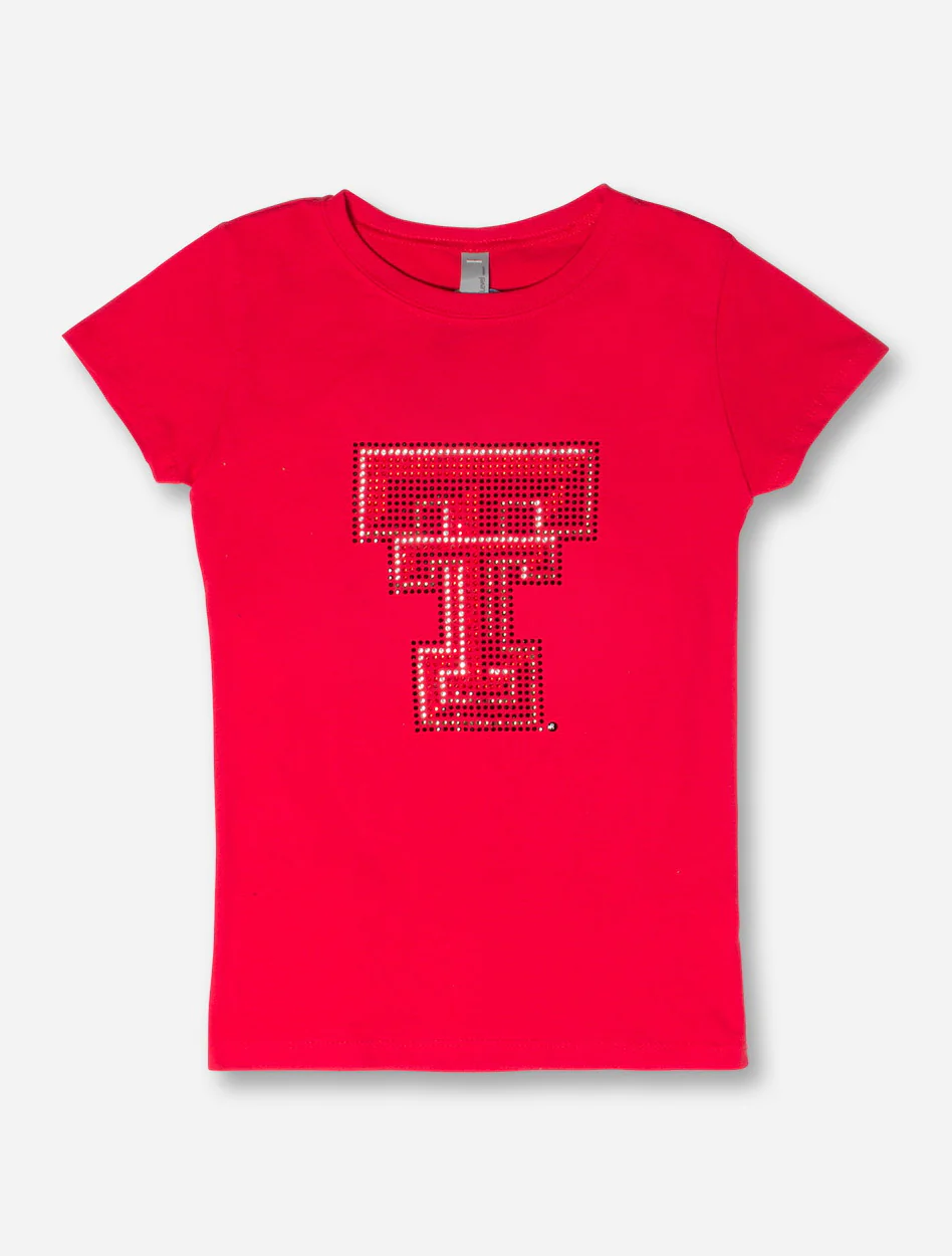 Summit Texas Tech Glitz Rhinestone Double T YOUTH T-Shirt - Image 3