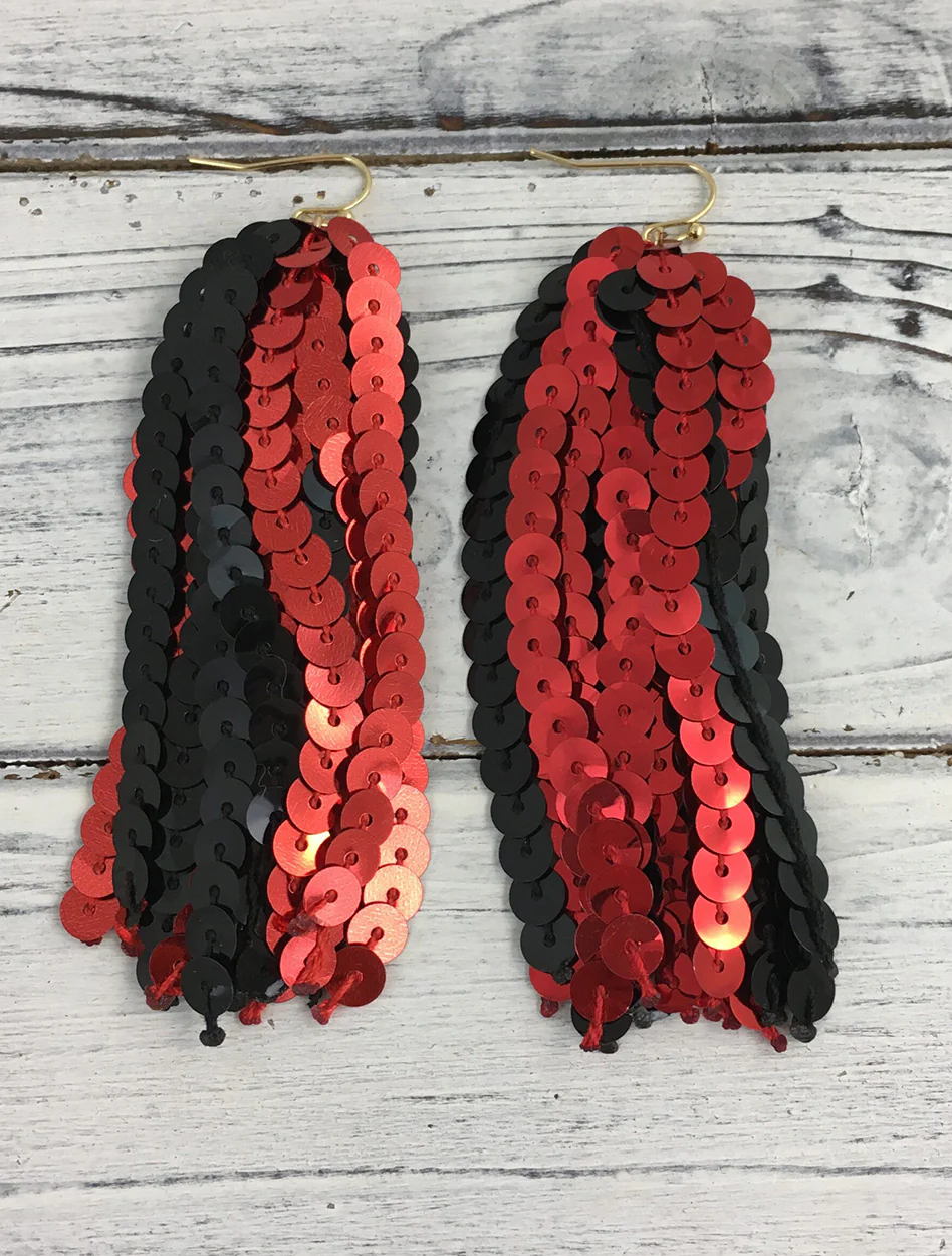 Team Color Sequin Tassel Dangle Earrings