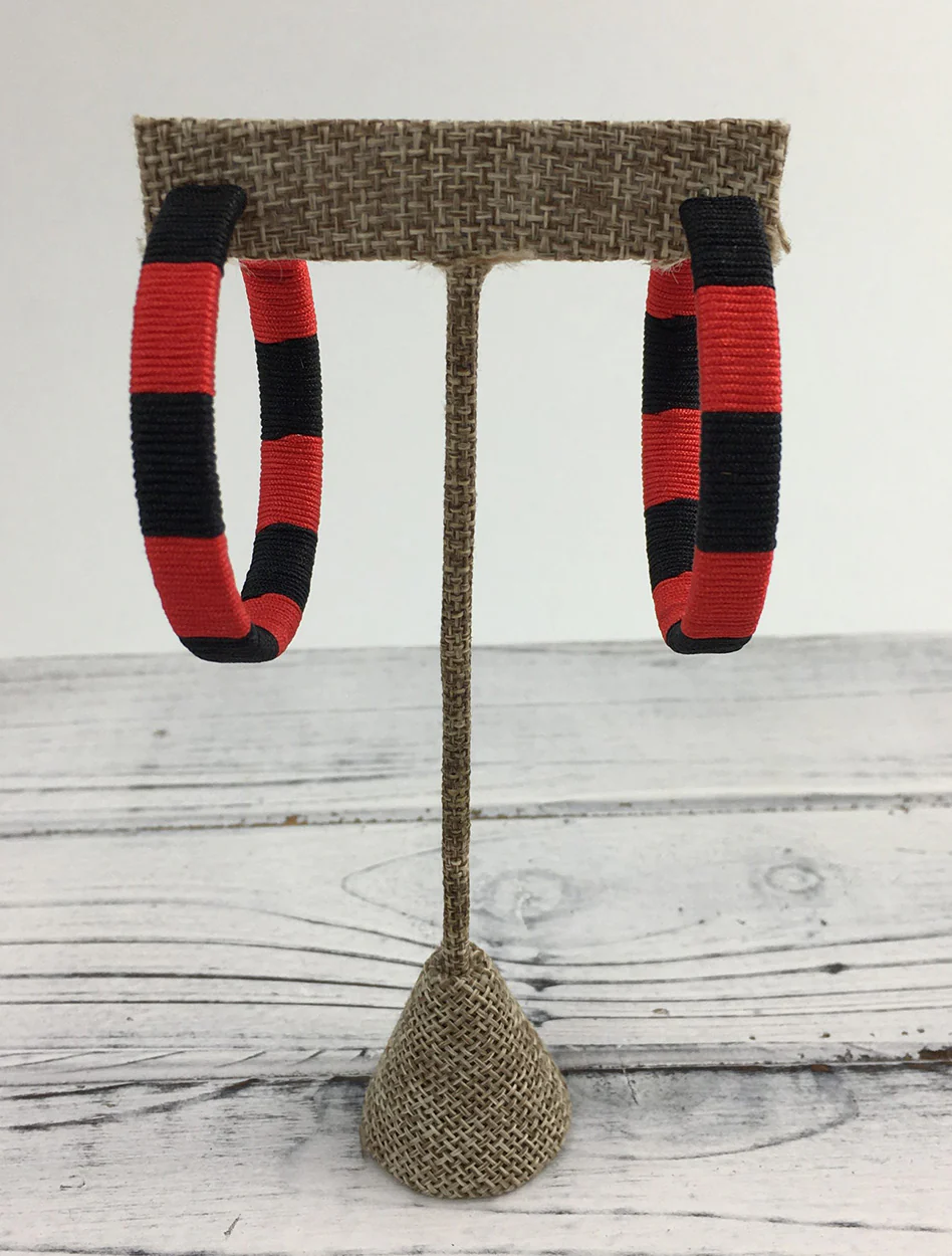 Team Color "Threaded Stripe" Hoop Earrings