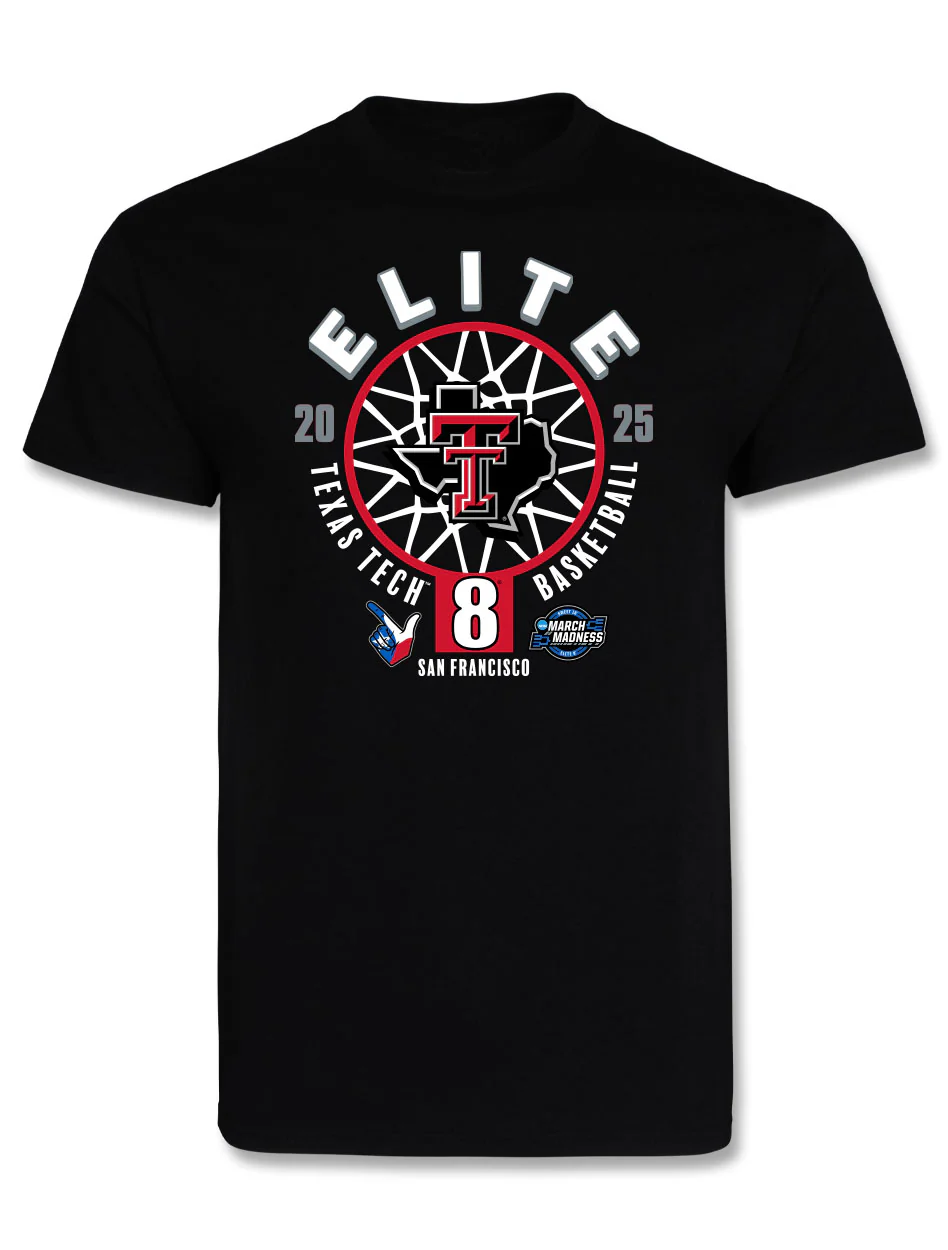 Texas Tech 2025 Elite 8 "One Away" Black Short Sleeve T-Shirt