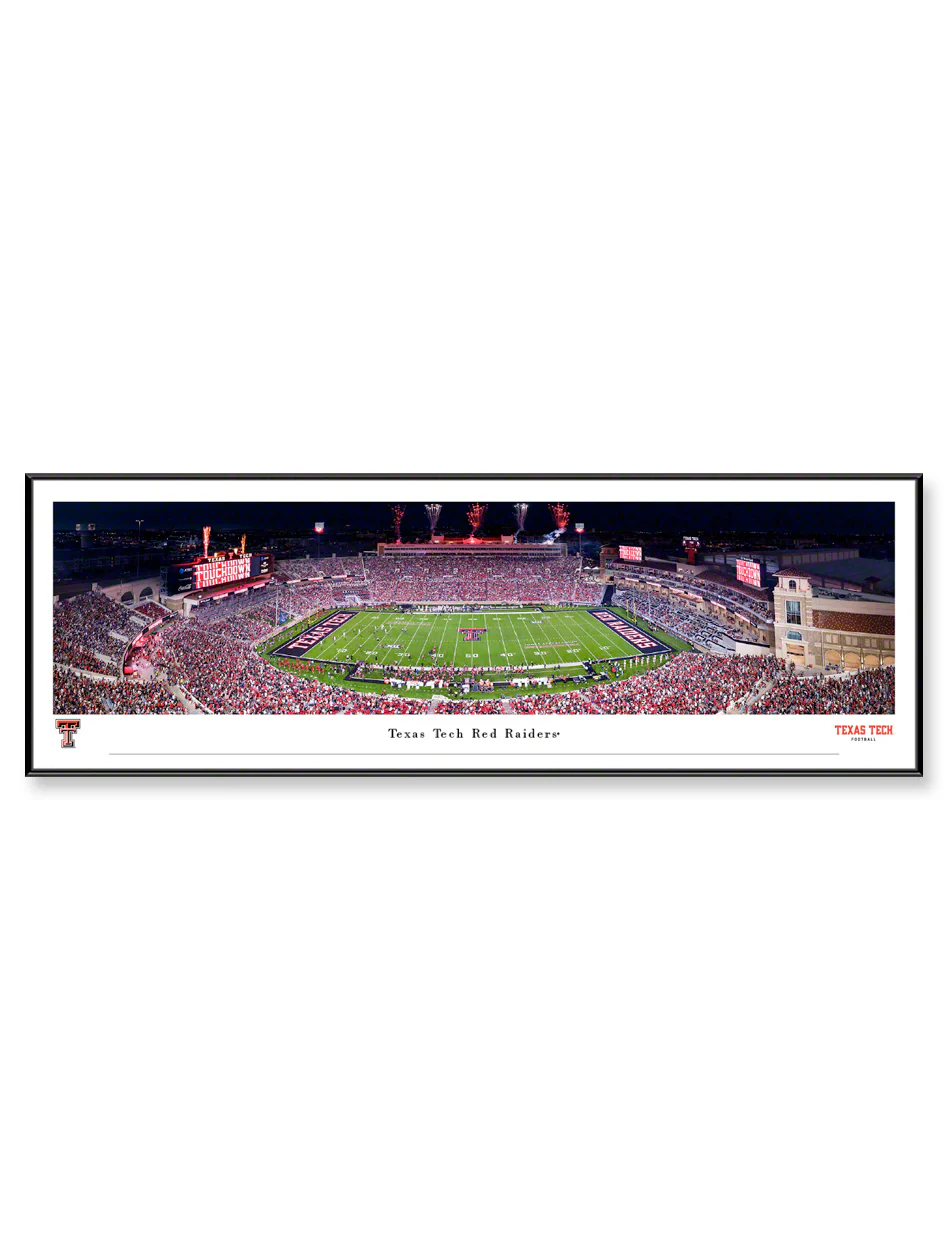Texas Tech "50 Yard Line" Panoramic Poster of the New Jones AT&T Stadium in Standard Frame