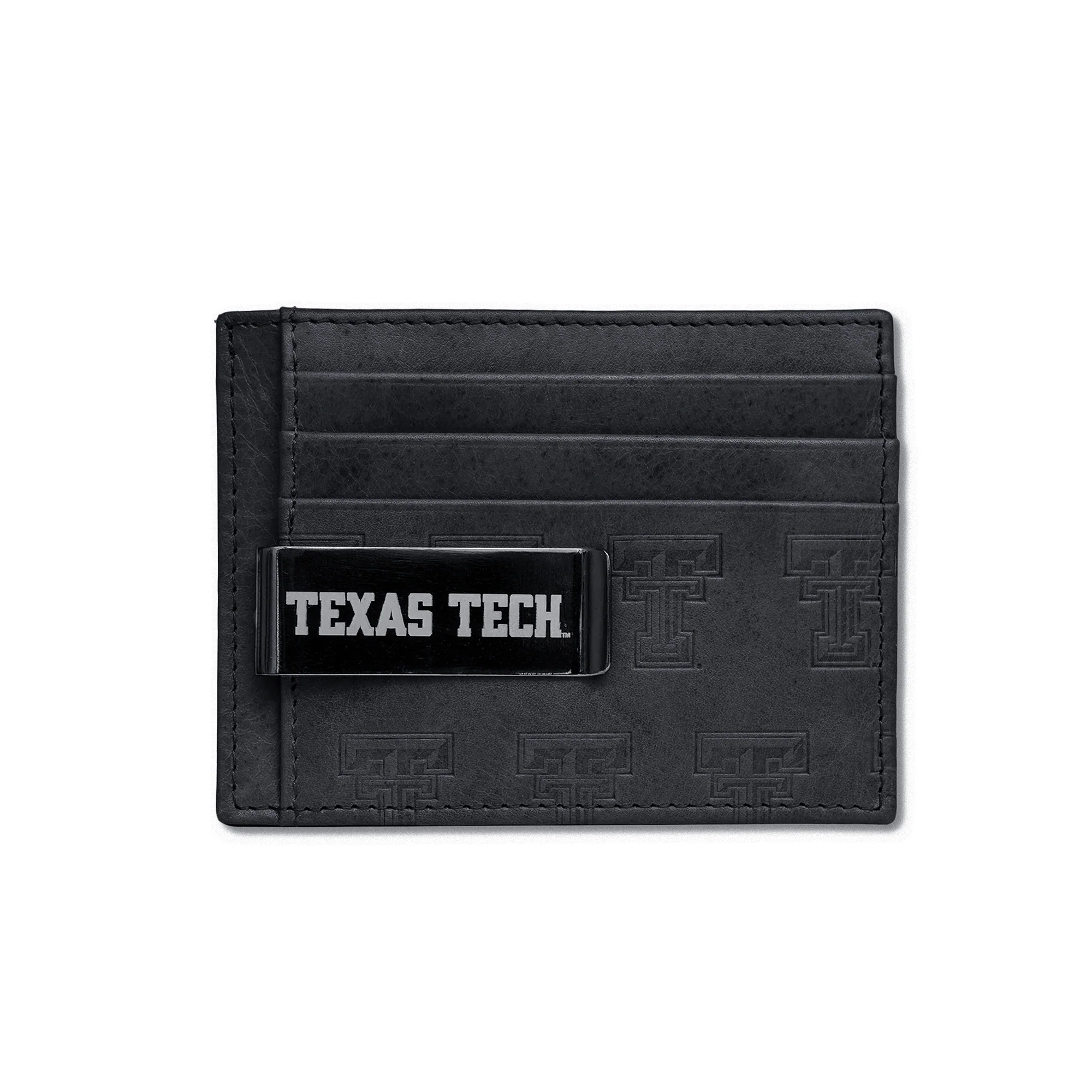 Texas Tech All Over Double T Premium Leather Front Pocket Wallet with Money Clip