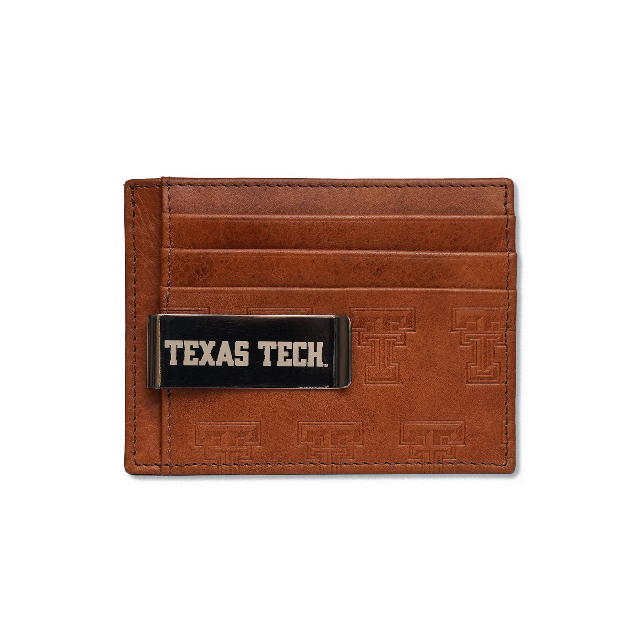 Texas Tech All Over Double T Premium Leather Front Pocket Wallet with Money Clip - Image 4
