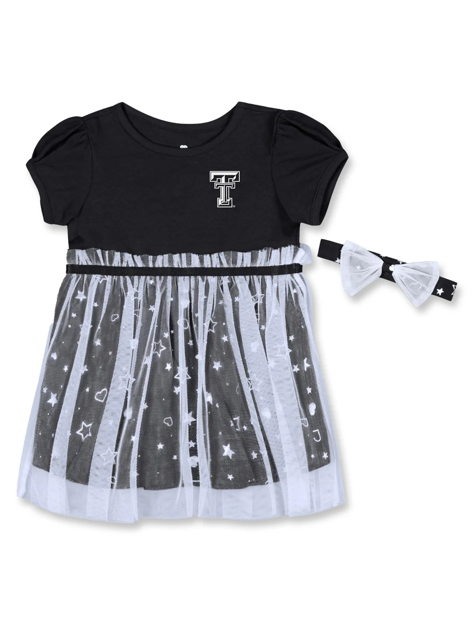 **Texas Tech Arena "Star League" Toddler Tulle Dress with Headband